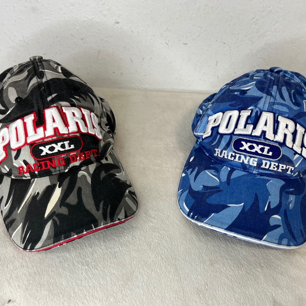Polaris Racing Dept XXL Hat Strap Back Red Black Blue Embroidered Snowmobile Lot